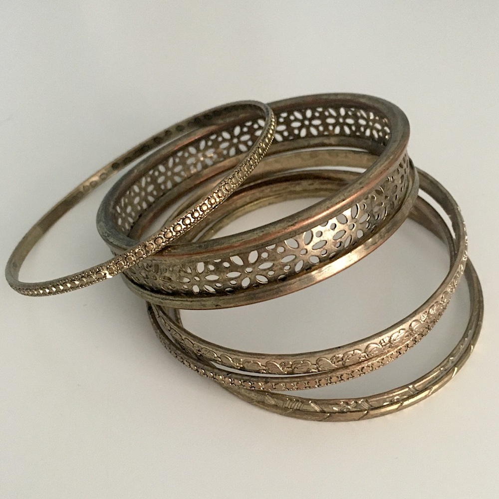 Gold tone bangles